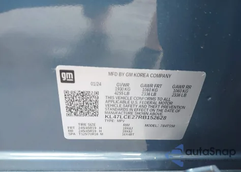 2024 Buick Envista Avenir Fwd from USA, damaged, VIN KL47LCE27RB152628